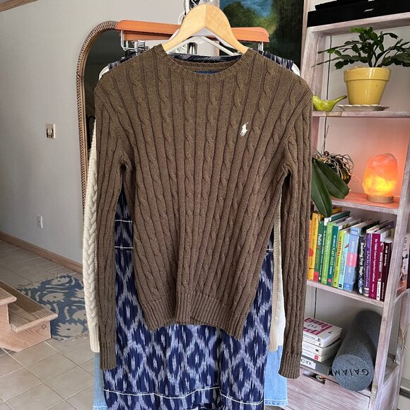 Ralph Lauren Sweaters - Ralph Lauren Cableknit Sweat in Olive Green